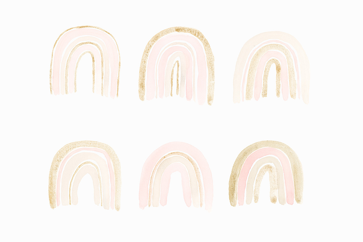 Pastel Watercolor Rainbow Clipart, an Illustration by PrettyGrandmillennial (Photo 2 of 5)
