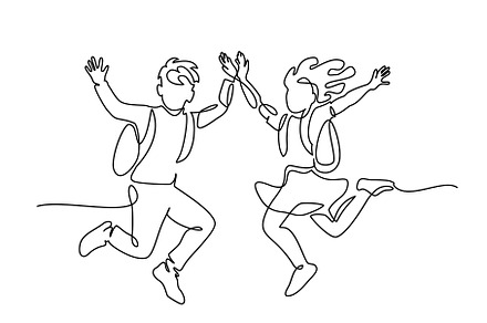 Happy boy and girl pupils with, a Person Illustration by Valenty
