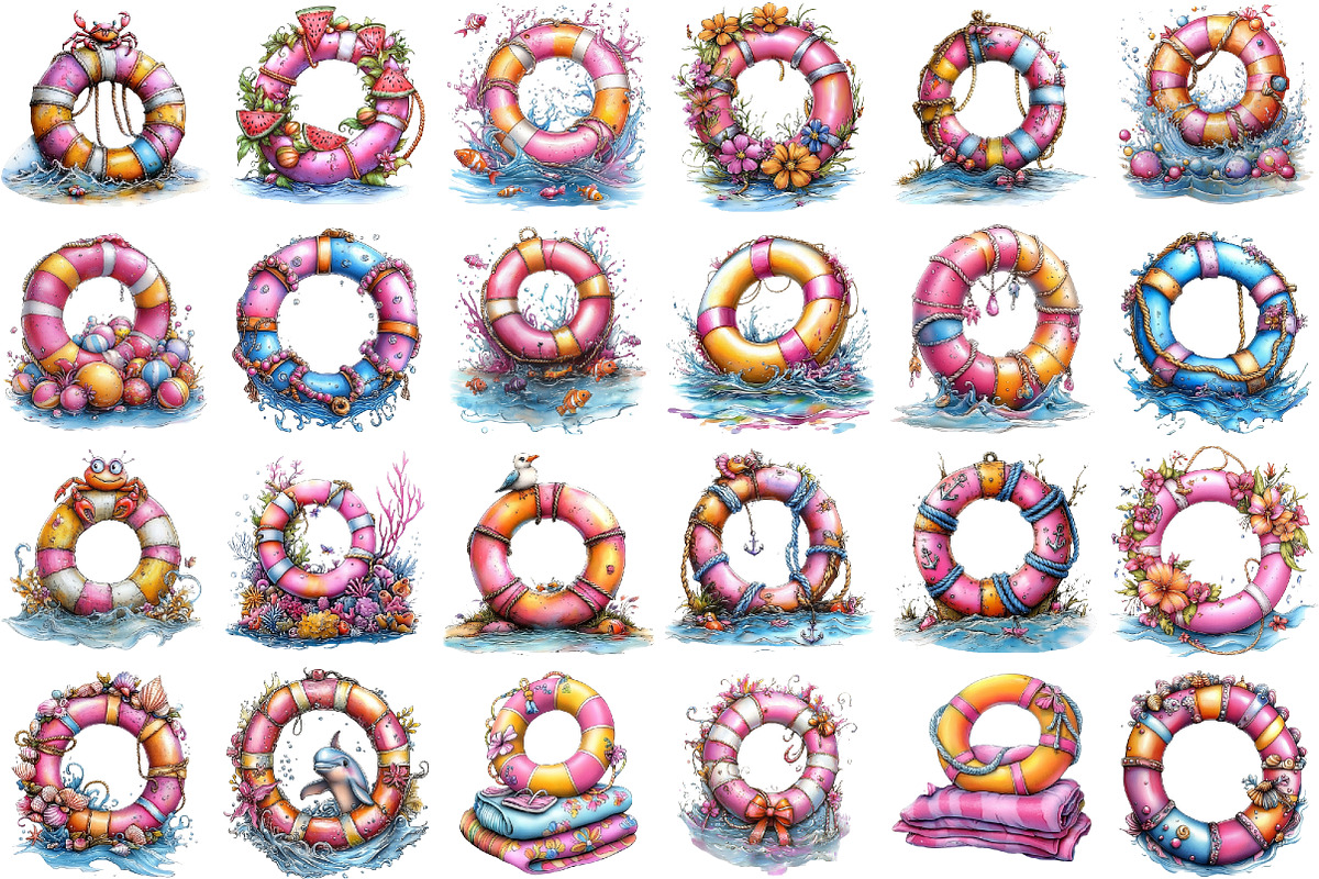 Whimsical Summer Lifebuoy Clipart, an Illustration by designcity5 (Photo 2 of 5)