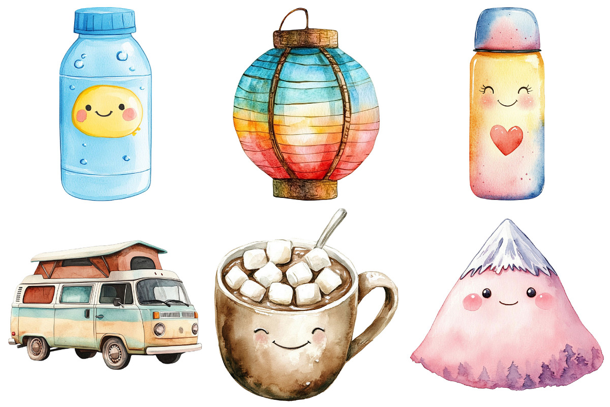 Kawaii Camping Clipart, an Illustration by Pixels.Craft (Photo 2 of 7)