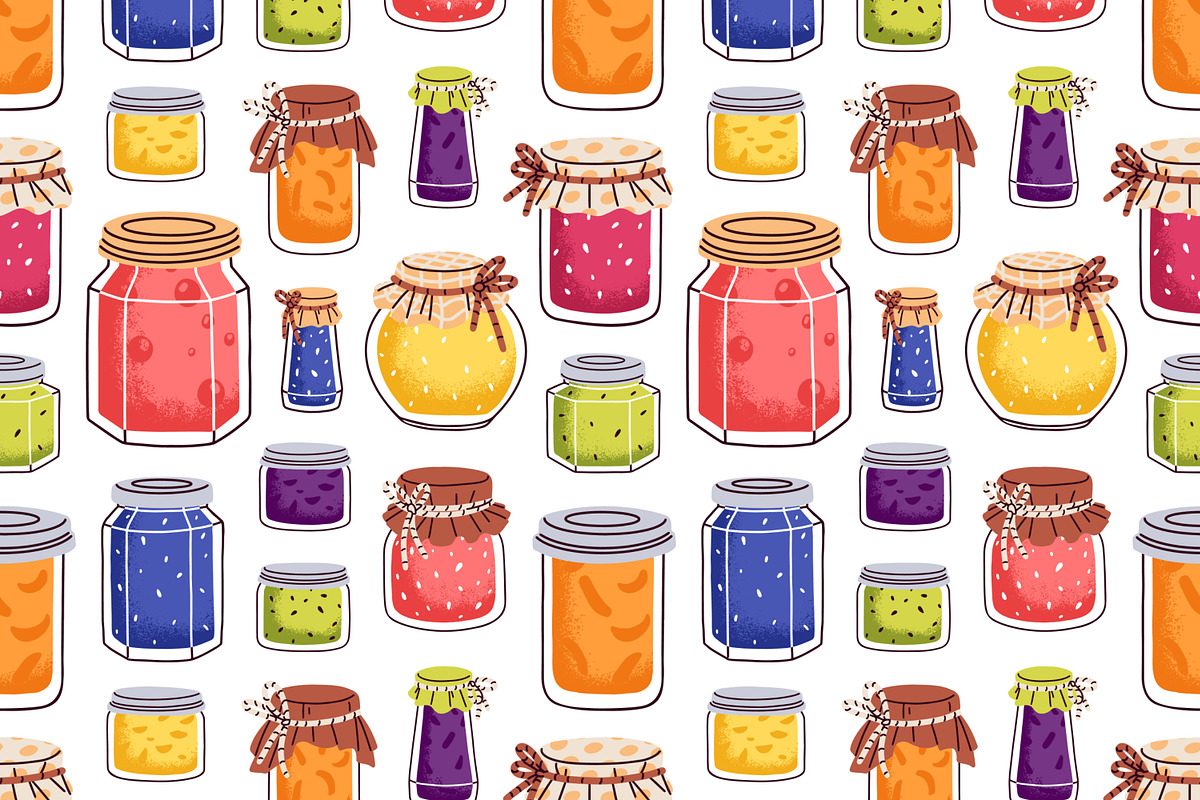 Sweet jam in jars, seamless patterns, a Pattern Graphic by Good Studio (Photo 2 of 9)