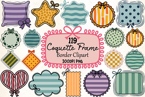Coquette Frame Border Clipart, an Illustration by CrexoraLab