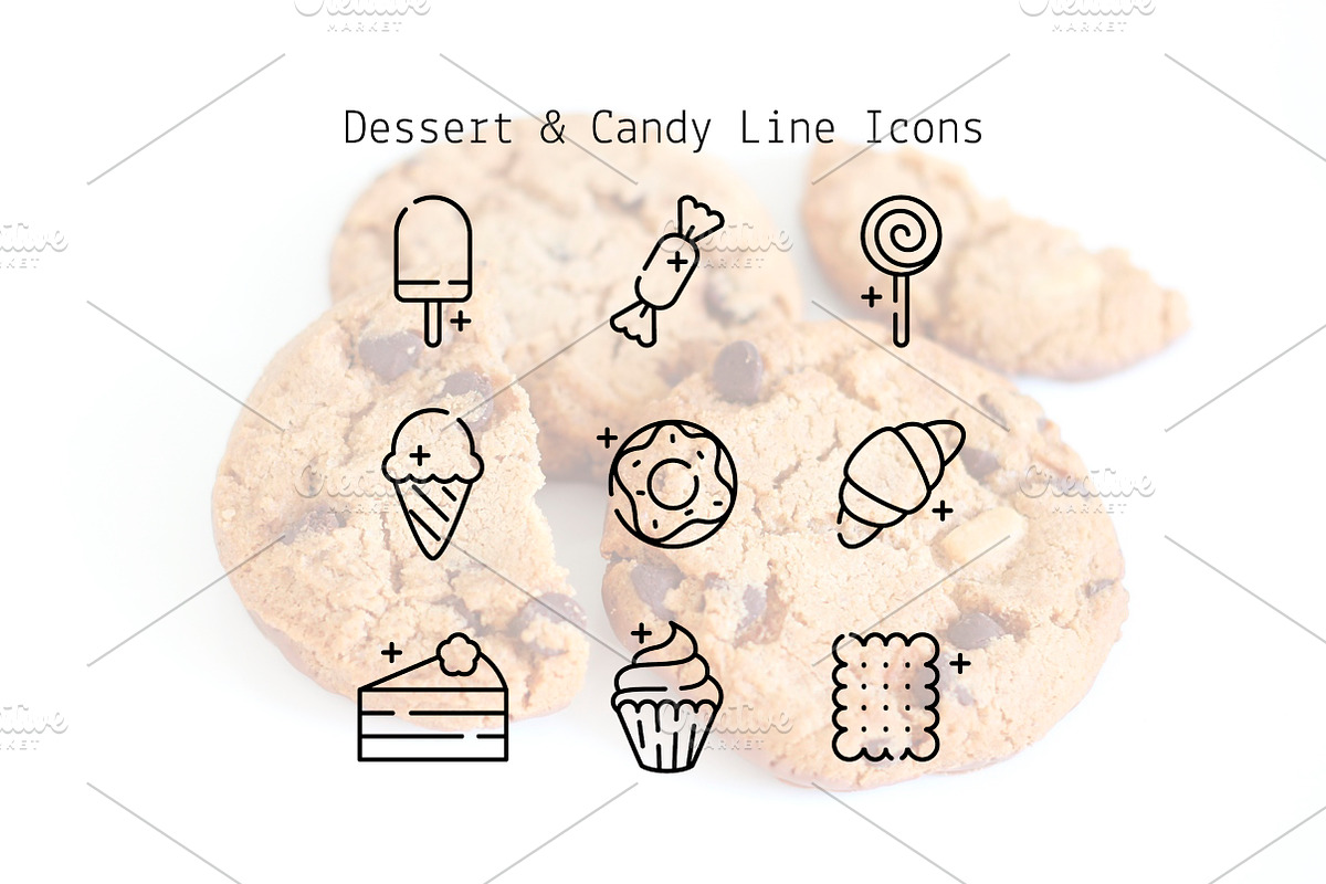 Dessert & Candy Line Icons, an Outline Icon by Lyolya Profitrolya (Photo 2 of 2)