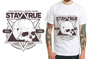 Stay True Vector Dotwork Skull