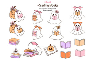 Ghost Reading Books Clipart