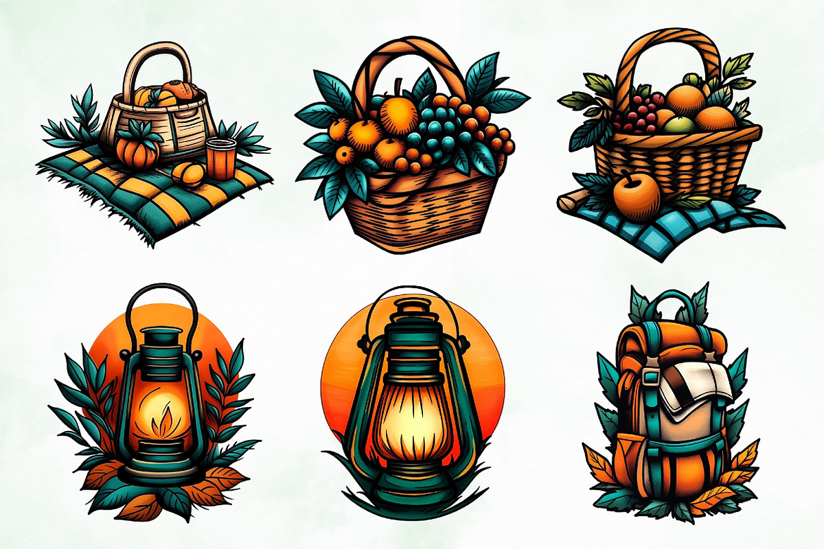 Summer Camping & Hiking Clipart, a Seasonal Illustration by Creative Art (Photo 5 of 8)