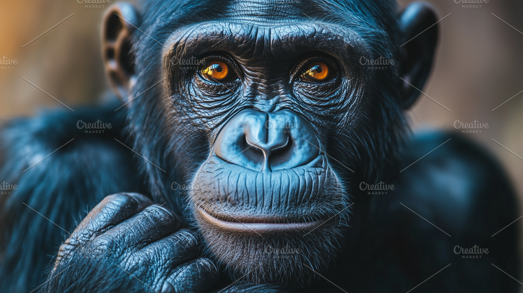 Portrait of a chimpanzee with deep, an Animal Photo by MistyDay