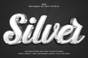 Silver 3d Editable Text Effect Style