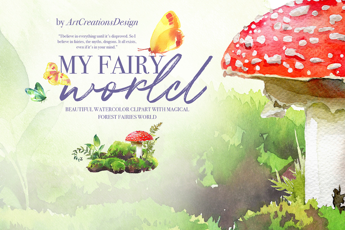 Hand-Painted My Fairy World Clipart, a Person Illustration by ArtCreationsDesign (Photo 6 of 15)