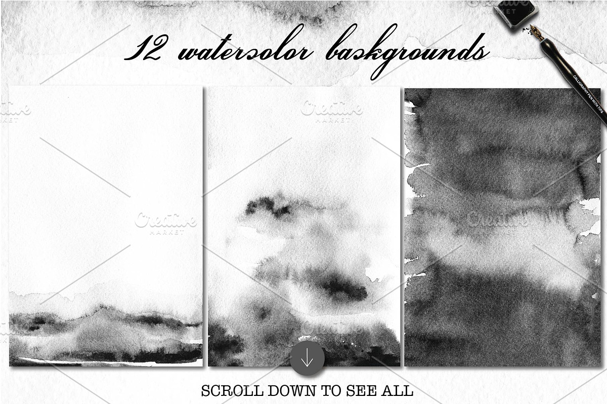 NEW! Dramatic watercolor backgrounds, a Texture Graphic by digital_essence (Photo 2 of 7)