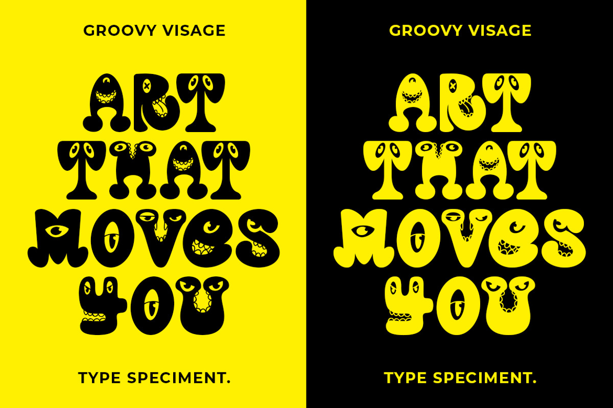 Groovy Visage Character Display Font, a Font by GroovyFontCo (Photo 6 of 7)