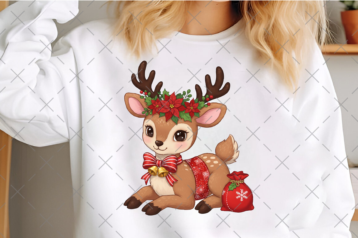 Christmas Deer Patchwork PNG, an Illustration by Craft Nest (Photo 3 of 6)