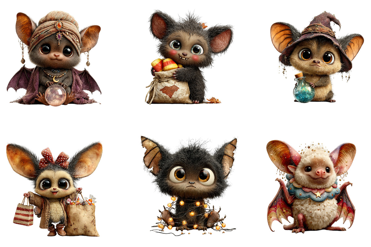 Cute Bats Clipart Bundle, a Seasonal Illustration by CreationArt (Photo 5 of 5)