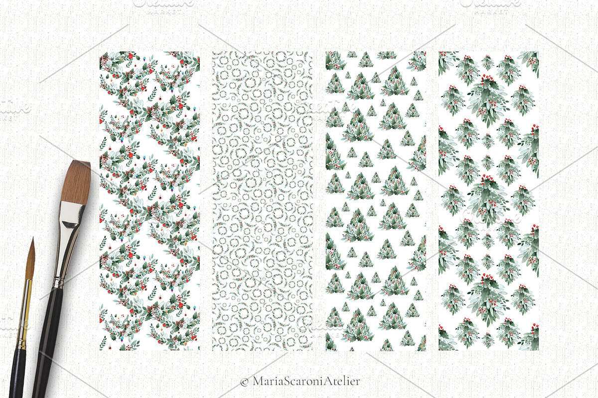 Watercolor Christmas Collection, a Decorative Illustration by MariaScaroniAtelier (Photo 6 of 11)