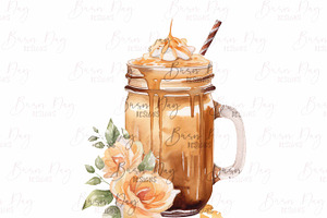 Watercolor Iced Coffee Clipart