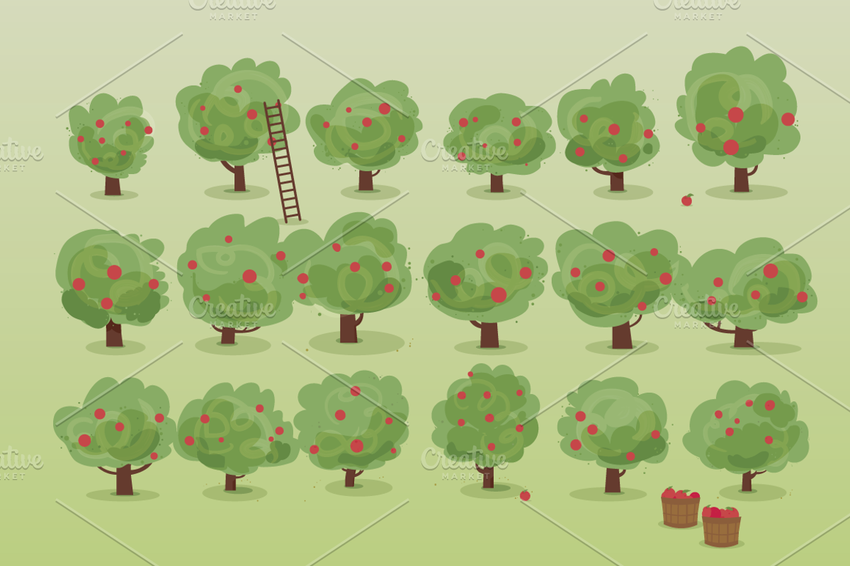 Apple Orchard Illustration Set, an Illustration by CSA Creative Studio (Photo 1 of 5)