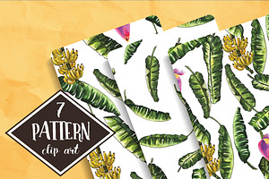 Banana Leaves Watercolor