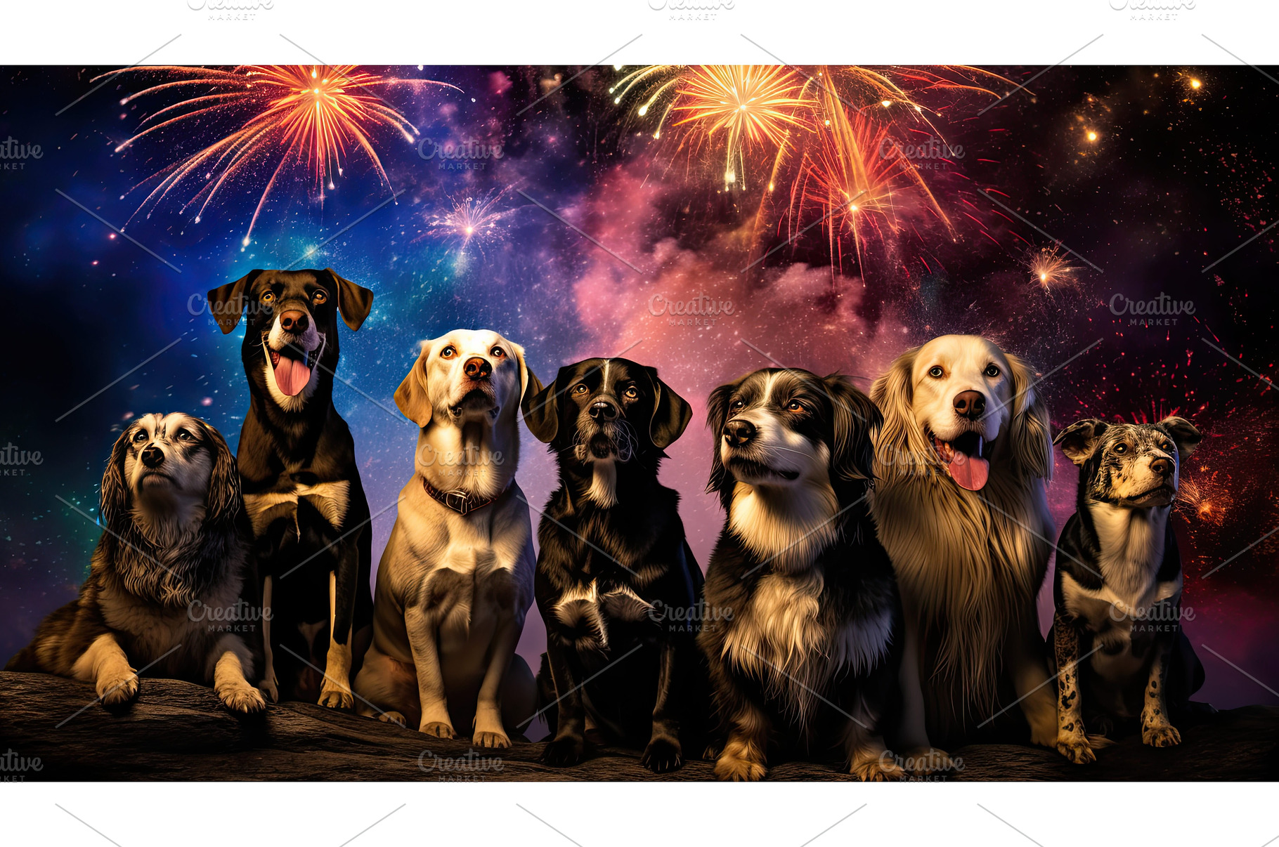 fear dogs fireworks ai generated, a Nature Photo by pikepicture