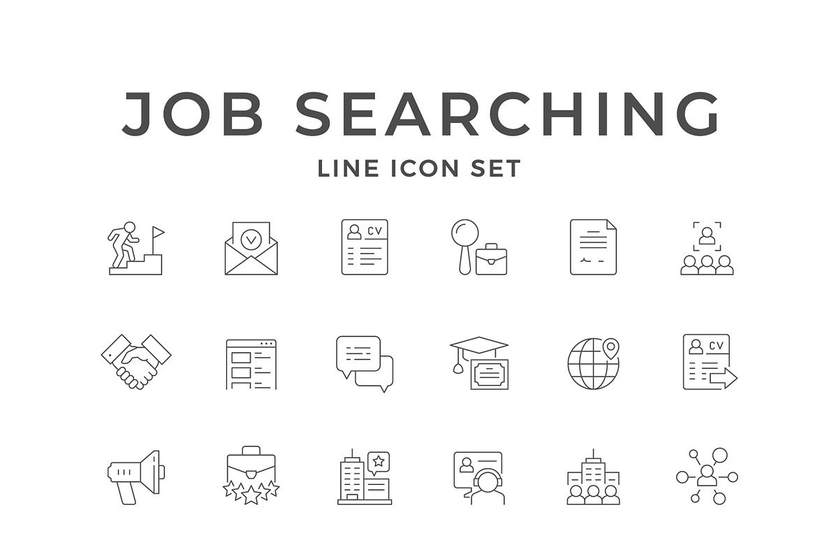Set line icons of job searching, an Outline Icon by motorama (Photo 1 of 2)