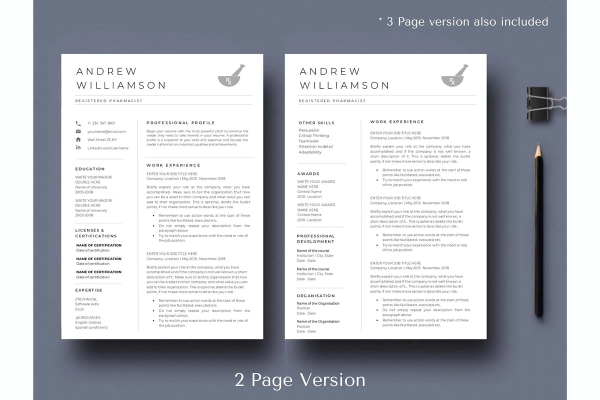 Pharmacist Resume template | Medical, a Resume Template by Climbwithelevator (Photo 2 of 6)
