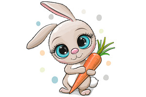 Cute Cartoon Rabbit with carrot