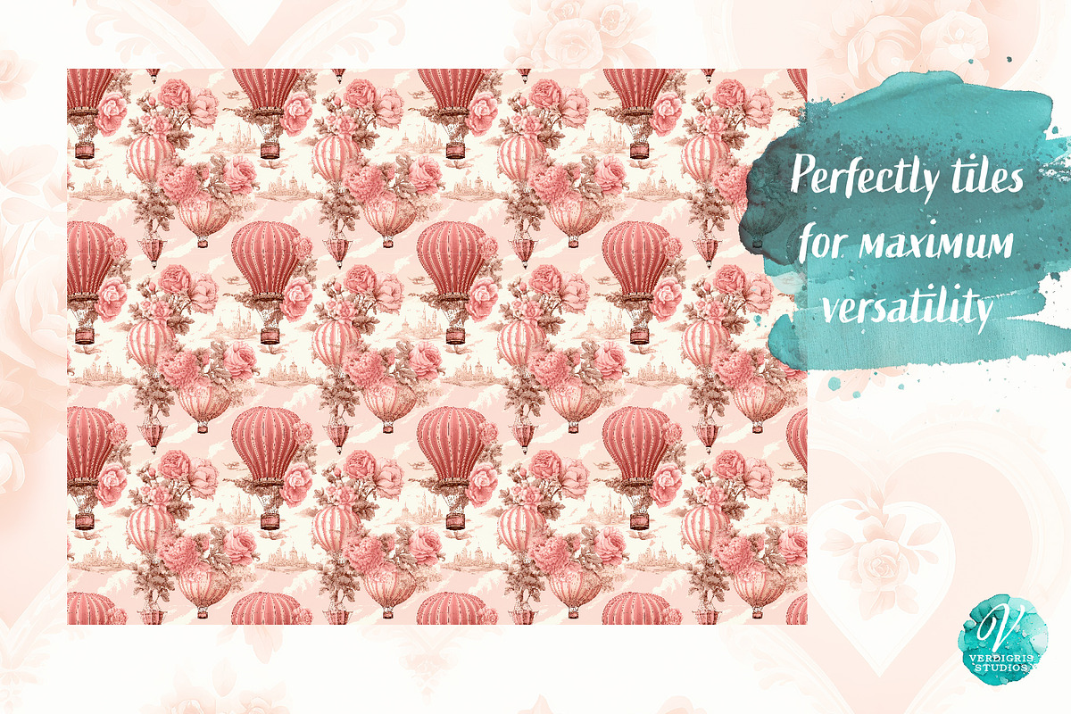 Vintage Valentine seamless patterns, a Decorative Illustration by Verdigris Studios (Photo 3 of 3)