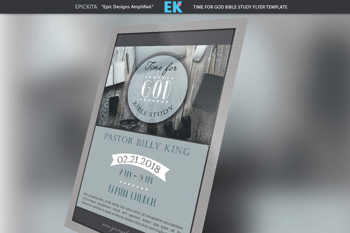 Time for God Bible Study Flyer, a Flyer Template by Epickita (Photo 1 of 2)