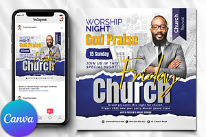 Church Friday, Canva Flyer, a Social Media Template by Psd Templates