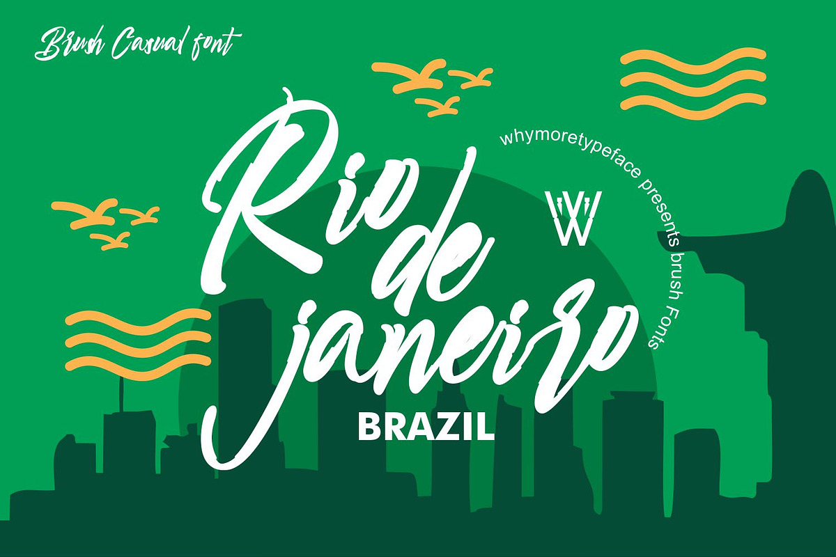 Rio de Janeiro Script Brush Font, a Script Font by WhymoreArt (Photo 1 of 10)