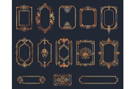 Art deco gold frames, luxury golden, an Illustration by Stock-Smart-Start