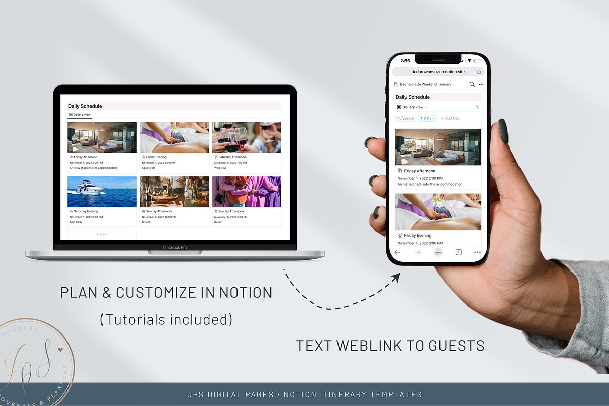 Bachelorette Itinerary in Notion, an App Template by Designs by Darowan (Photo 2 of 10)