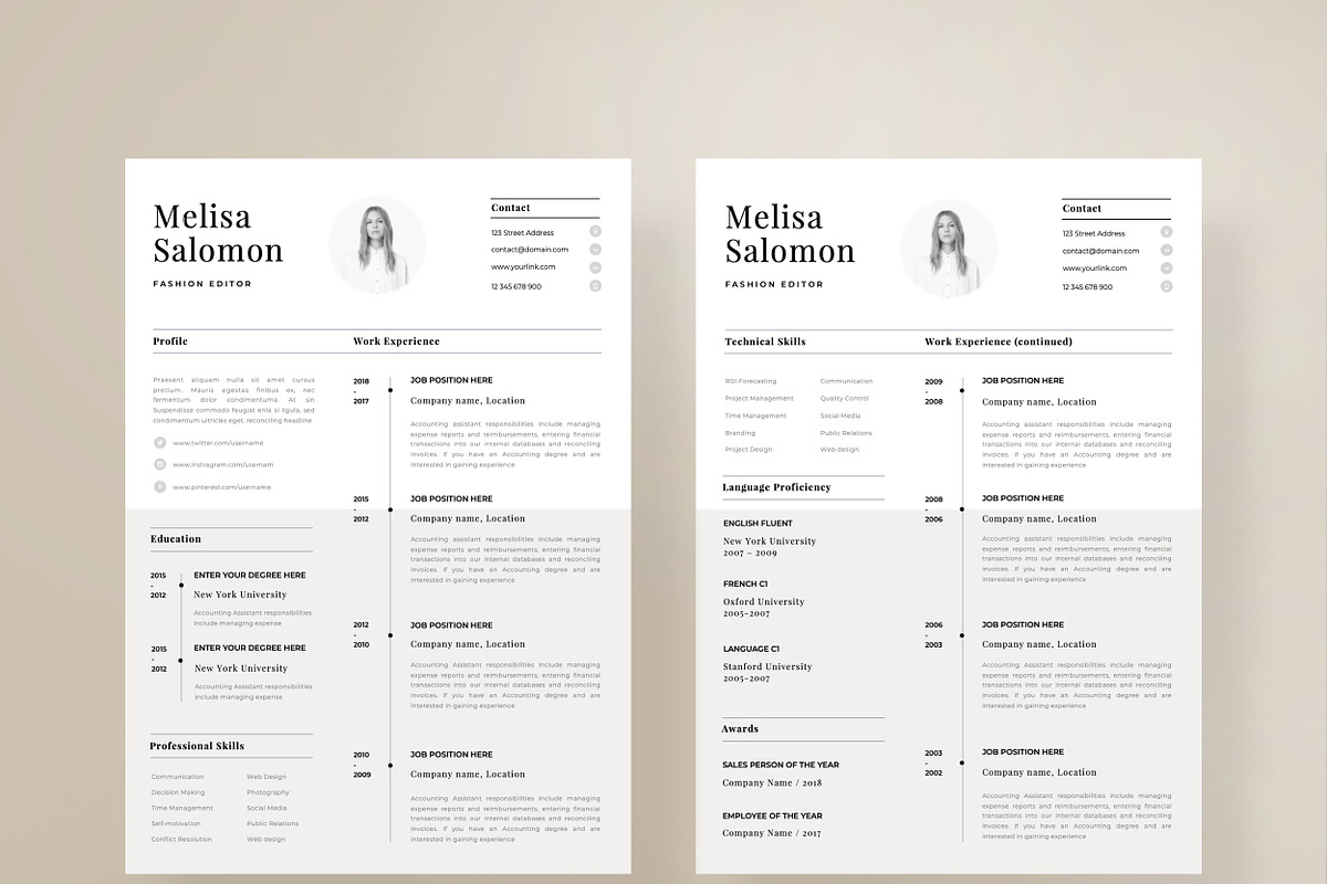 Resume Template 1, 2 page | Paris, a Resume Template by Resume Angels (Photo 5 of 11)