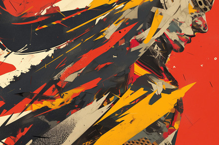 An abstract illustration featuring a stylized human figure with dynamic brush s, a Wallpaper Graphic by Textures & Backgrounds