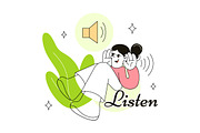 6 Listen Vector Illustration, a Person Illustration by denayunebgt (Thumbnail 3 of 3)