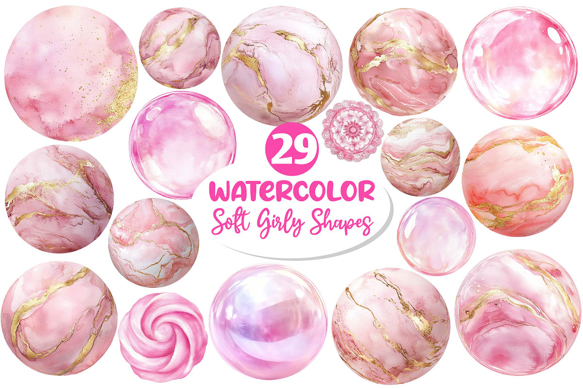 Soft Girly Round Shapes Clipart, an Illustration by Dream Creation (Photo 1 of 6)