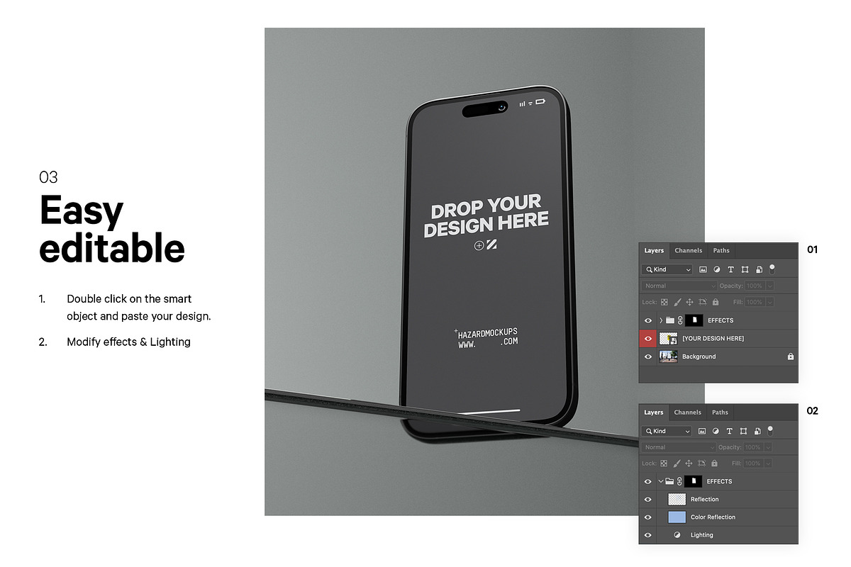 Frosted Glass iPhone 14 Mockup, an iPhone Mockup by HAZARD MOCKUPS (Photo 3 of 8)