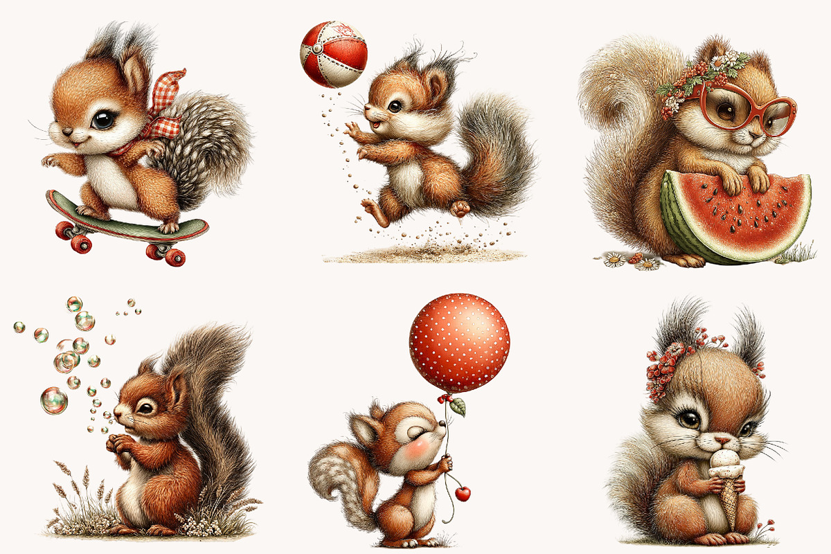 Whimsical Funny Summer Squirrel Clip, an Illustration by Designworld (Photo 8 of 10)