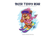 Cartoon Teddy Bear Skier., an Animal Illustration by KENO Mascots (Thumbnail 2 of 3)