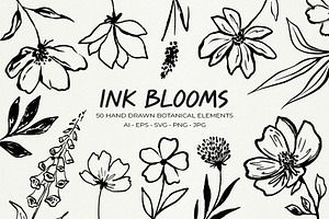 Hand Drawn Ink Botanical Elements, a Decorative Illustration by Irina Ostapenko