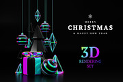 Holographic Christmas 3D Set, a Decorative Illustration by Lunarts Studio (Thumbnail 1 of 8)