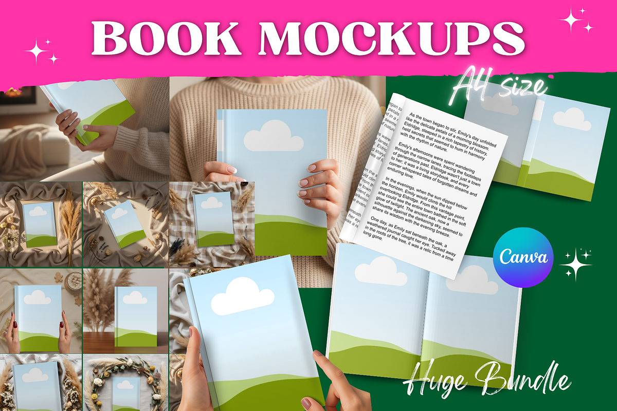 Book Mockup A4 Canva Template Bundle, a Books & Magazine Mockup by GraphiCarola (Photo 1 of 13)