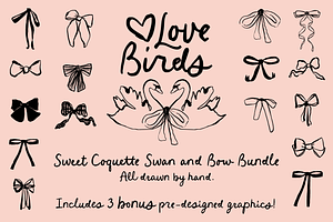 Black Coquette Swan and Bow Bundle