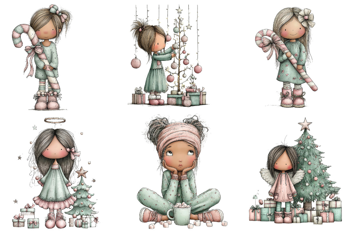 Christmas Little Girl Clipart, an Illustration by CreationArt (Photo 3 of 5)