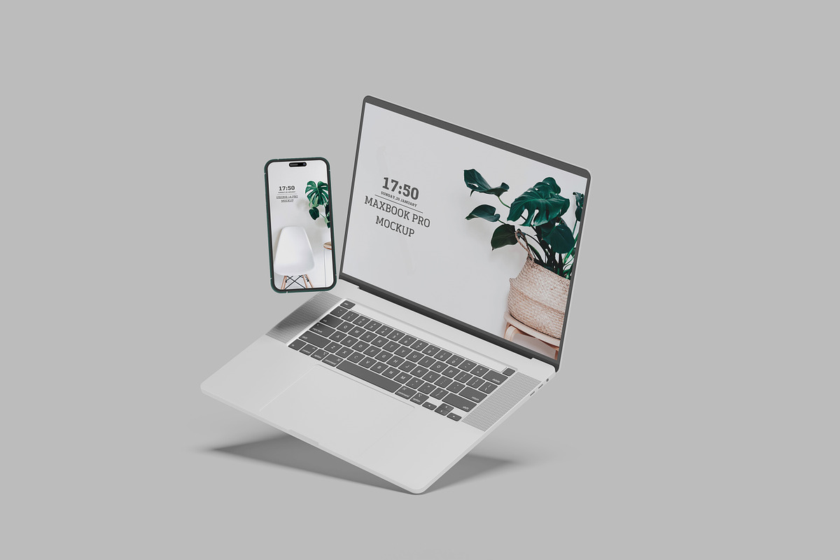 Macbook pro & iPhone 14 Pro mockup, a Mac Mockup by mahhyud (Photo 11 of 11)