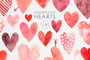 Watercolor Hearts Clipart PNG, a Decorative Illustration by MilanaDesignShop (Thumbnail 1 of 3)