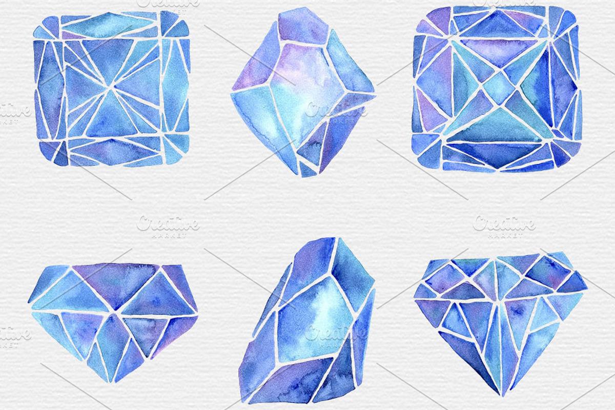Watercolor Crystal Clipart, an Illustration by TigerlilyDesignCo (Photo 4 of 4)