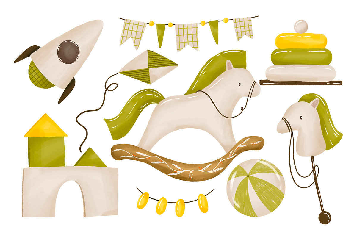 Hand Drawn Baby Toys. Toy Horse, an Object Graphic by the_myro (Photo 1 of 4)