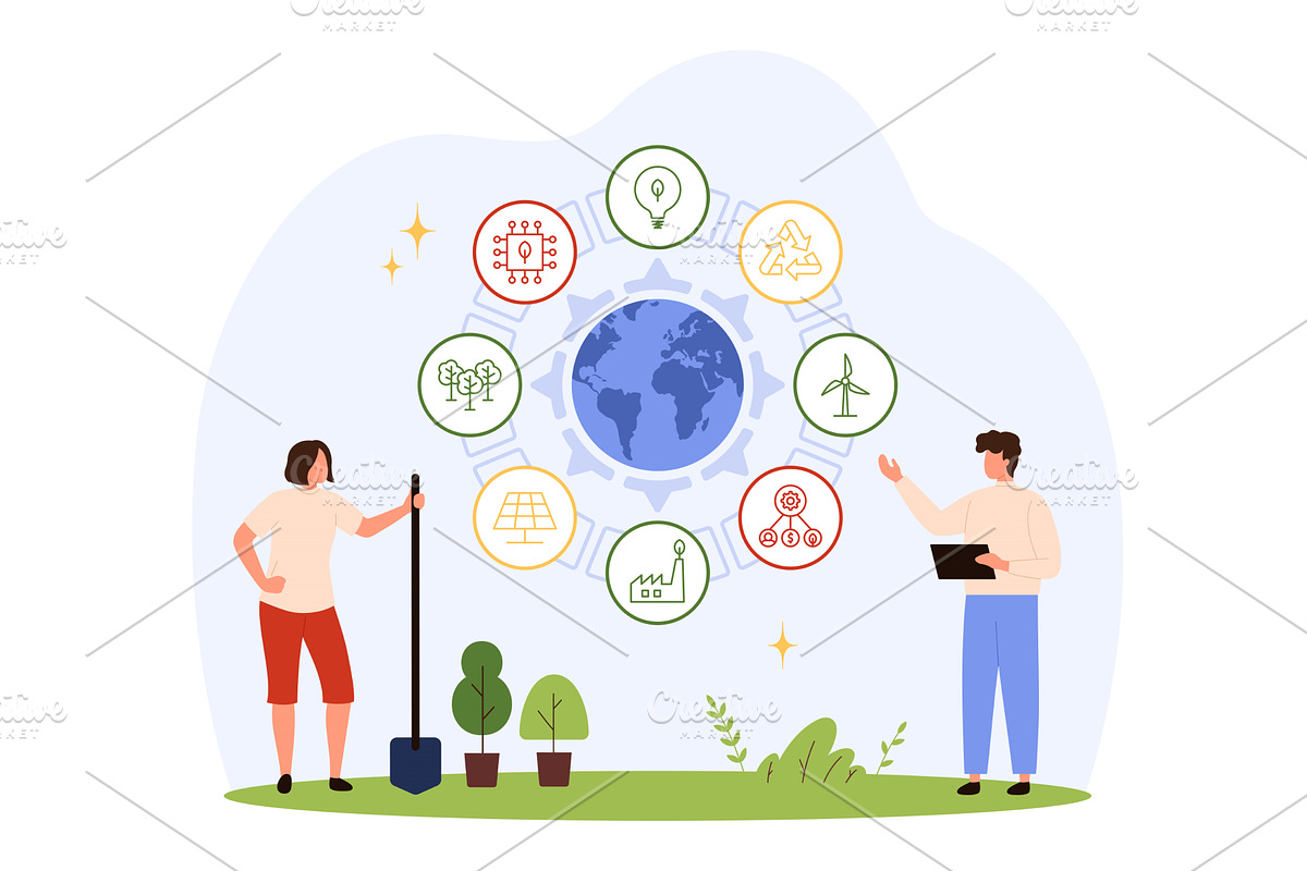 Sustainable Energy and Recycling, an Illustration by Flashvector
