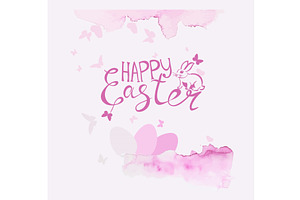 Happy Easter Hand Drawn Watercolor