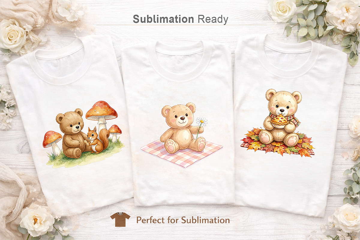 Watercolor Bear Picnic Sublimation, an Illustration by Artnoy (Photo 5 of 8)